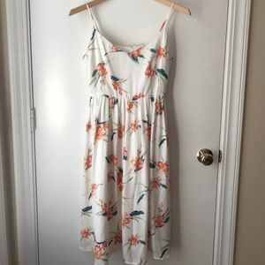 White Tropical Print Dress